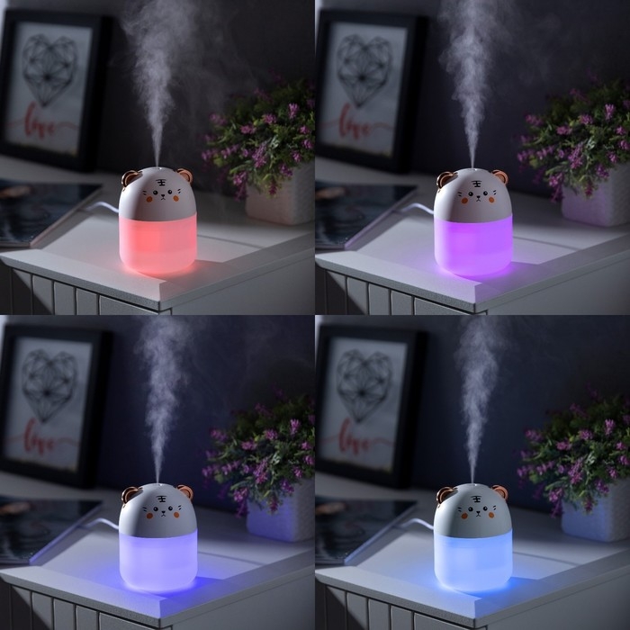 Увлажнитель HM-18 ультразвуковой, 0.25 л, 2 Вт, подсветка, USB ( в комп-те), белый