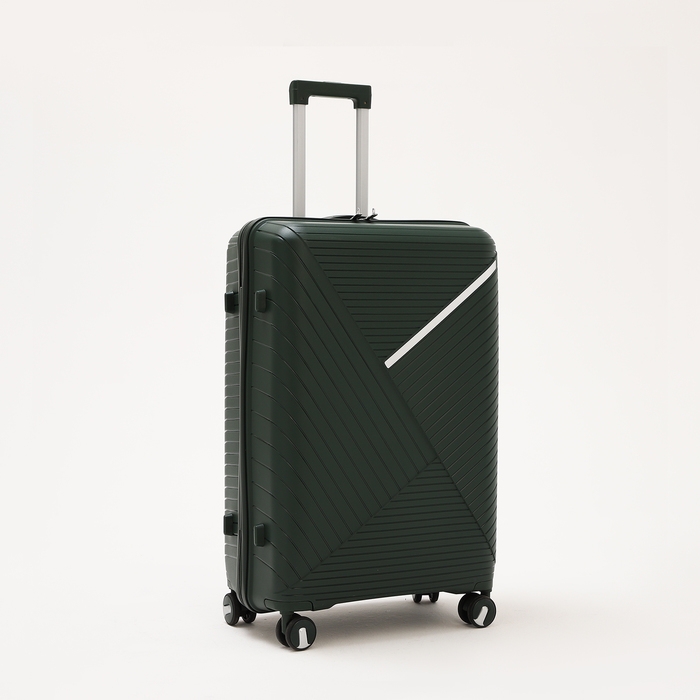 Чемодан большой 100 л (L), отдел на молнии, кодовый замок, 4 колеса, цвет зелёный Чемодан большой 100 л (L), отдел на молнии, кодовый замок, 4 колеса, цвет зелёный