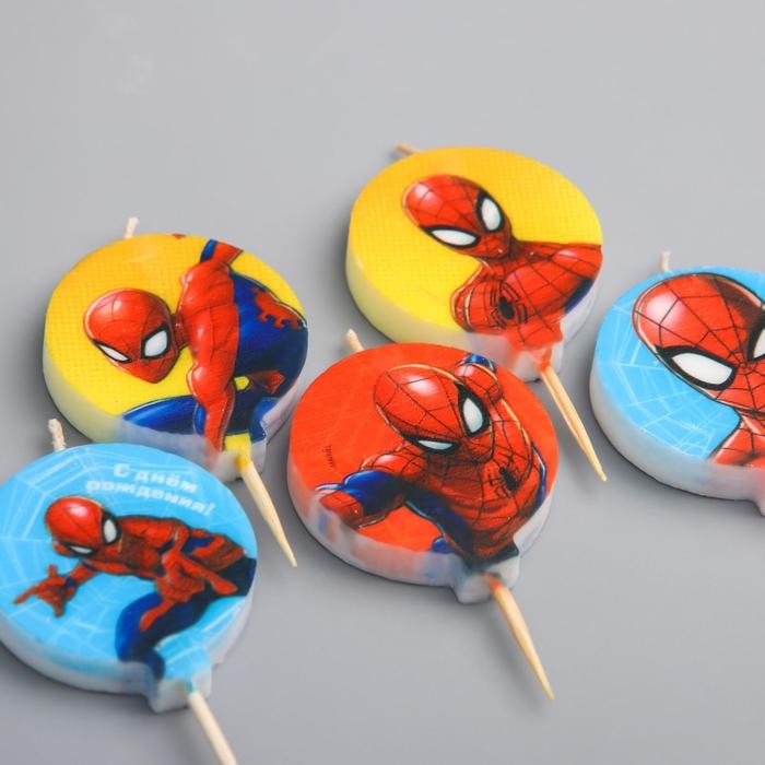 Свеча в торт набор, Человек-паук . 5 шт. Свеча в торт набор, Человек-паук . 5 шт.