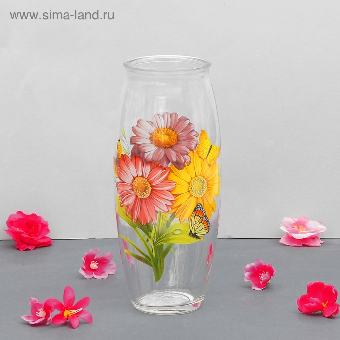 Ваза Ваза "Гербера" с деколью, d-7см, 10х23 см