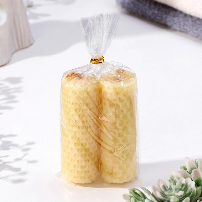 Набор свечей из вощины медовых, 8 см, 2 шт Набор свечей из вощины медовых, 8 см, 2 шт