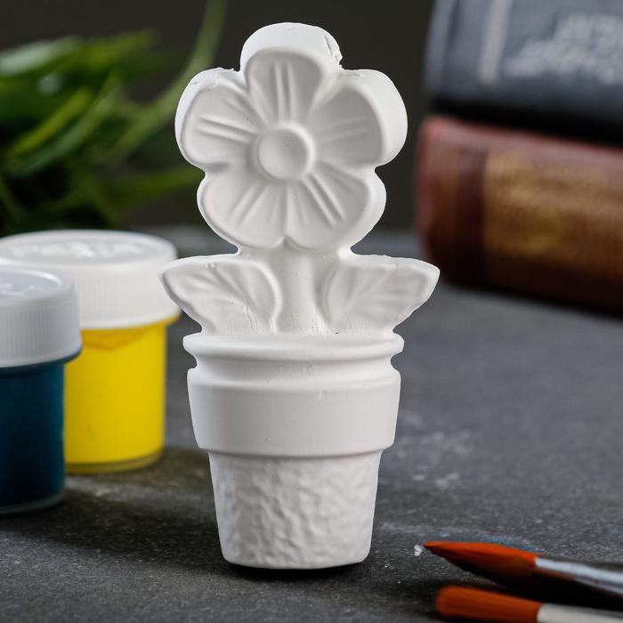 Фигура для раскраски  Фигура для раскраски "Цветок в горшке" белая, 4х3х8,7см