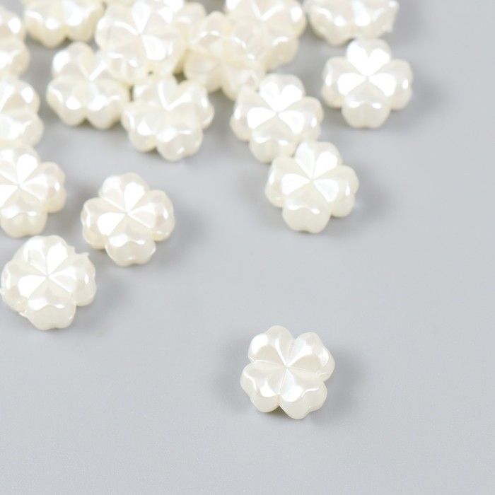 Бусины для творчества пластик Бусины для творчества пластик "Жемчужные цветочки из сердец" набор 30 шт 0,4х1,2х1,2 см