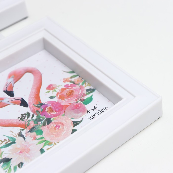 Фоторамка пластик на 6 фото 10х10, 10х15 см "Тюльпаны" белая 34х48 см