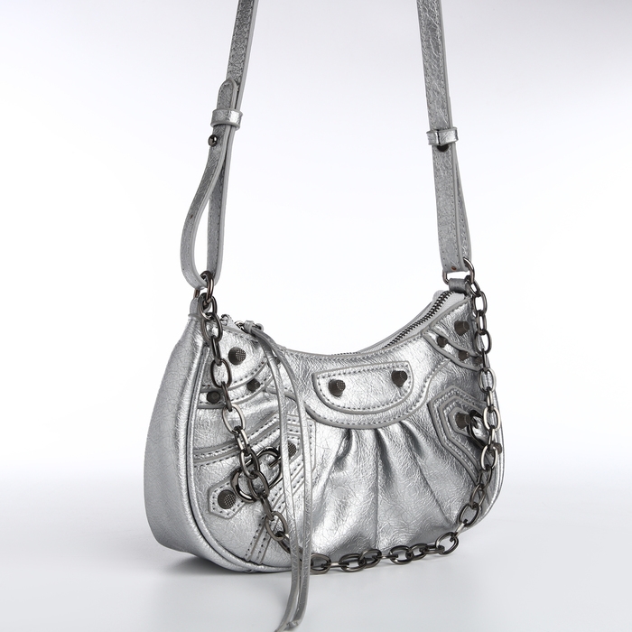 Сумка женская кросс-боди, на молнии, цвет серебряный Сумка женская кросс-боди, на молнии, цвет серебряный