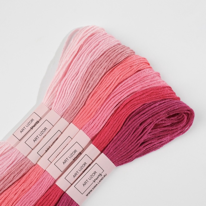 Набор ниток мулине, 8 ± 1 м, 7 шт, цвет розовый спектр
