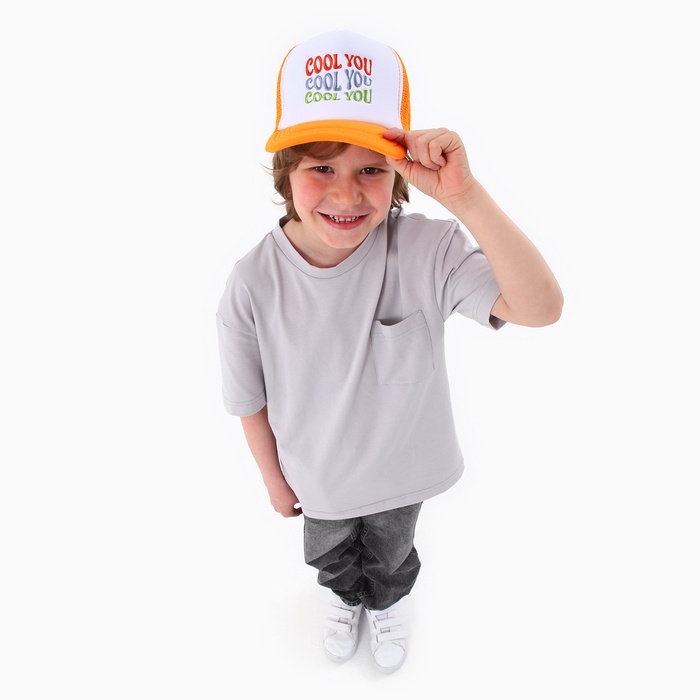 Кепка детская для мальчика с сеткой COOL YOU, цвет оранжевый, р-р 52–54, 5–7 лет