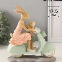 Фигурка полистоун &laquo;Зайки. Мама с сыном на мопеде&raquo;, 16&times;6&times;17.5 см