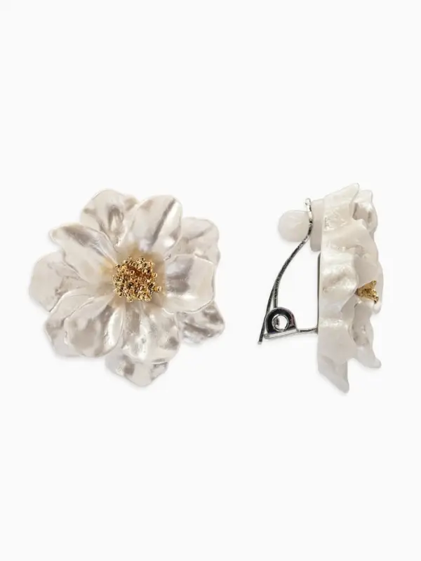 Клипсы Клипсы "Цветочки" цвет белый в золоте