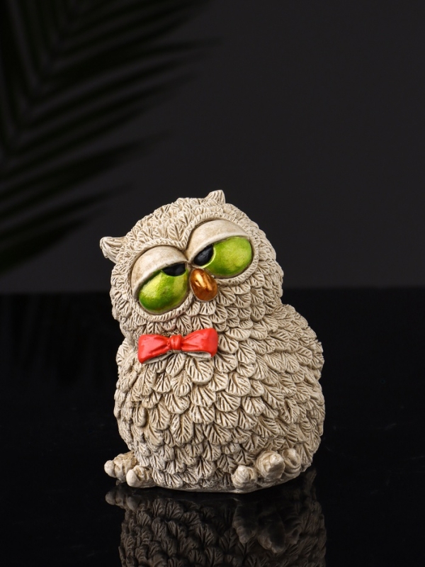 Набор фигур Набор фигур "4 совы на подносе" размер 20х10х10 см, бежевый