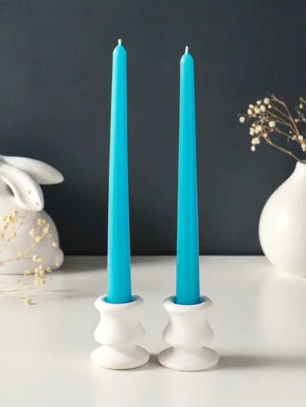 Набор свечей античных, 2.3&times;24.5 см, 5 ч, 55 г, 2 шт., синий