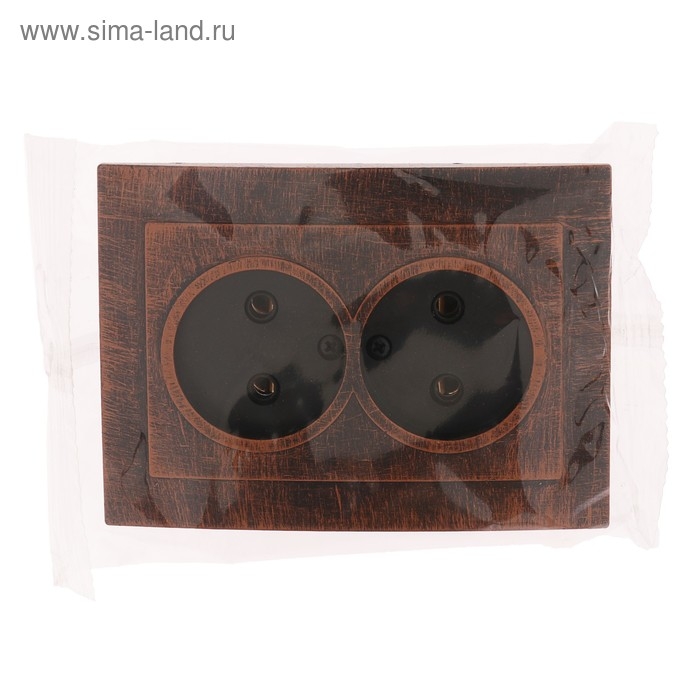 Розетка  Розетка "Элект" RS 16-237-ЧМ, 16 А, 250 В, двухместная, скрытая, без з/к, черная под медь