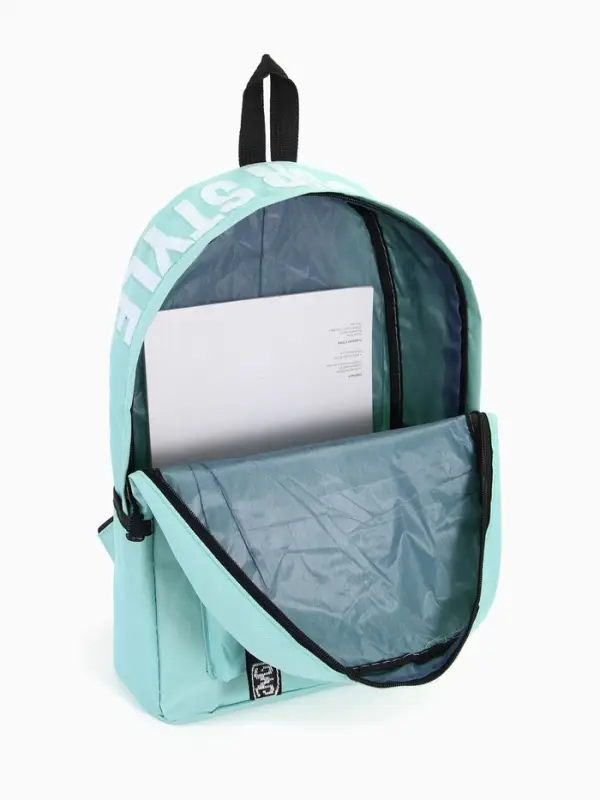 Рюкзак молодёжный на молнии, с карманами, размер 27&times;10&times;37.5 см, мятный