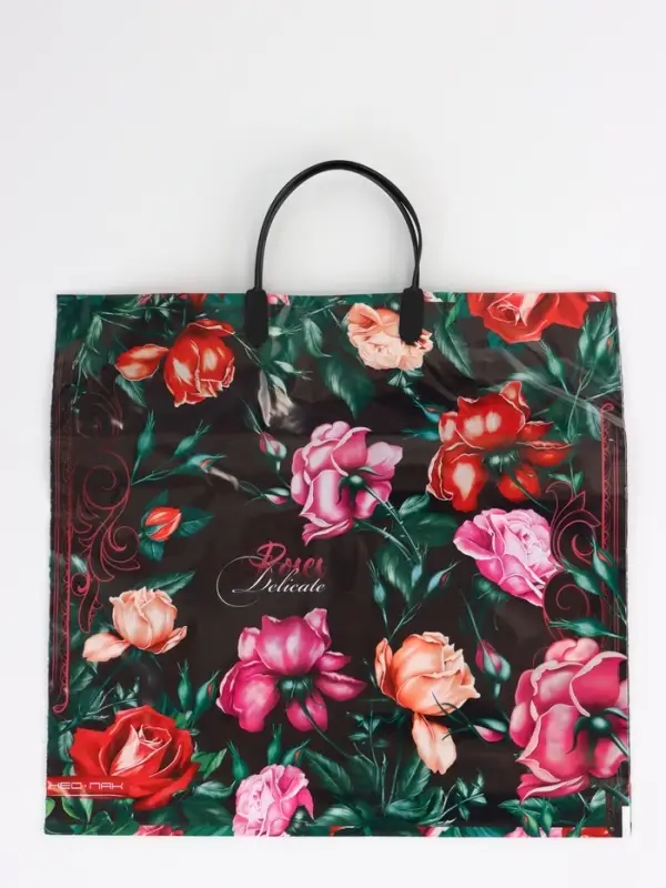 Пакет Пакет "Нежные розы, полиэтиленовый, пластиковая ручка 37х35 см 90 мкм