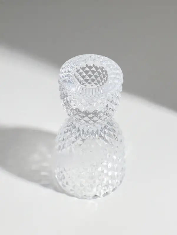 Подсвечник стекло на 1 свечу двусторон "Песочные часы" прозрачный d=2,5 см и 4 см 5х5х9,5 см   10973