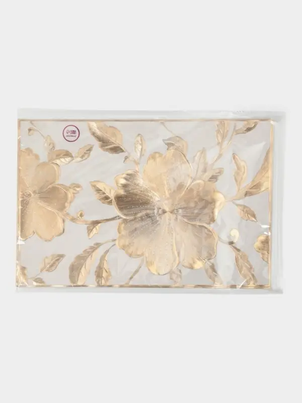 Набор салфеток для стола Доляна &laquo;Цветы&raquo;, 44.5&times;30 см, 4 шт., ПВХ, золотистый