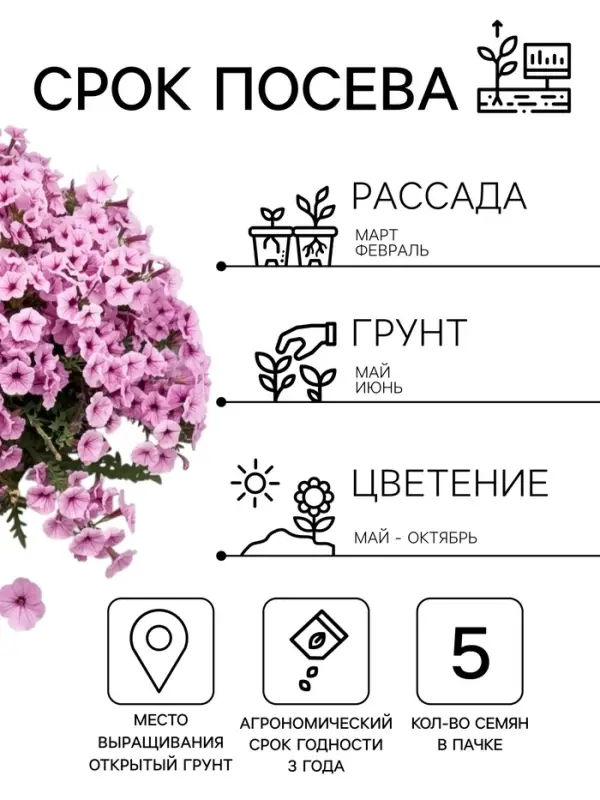 Семена цветов Петуния &laquo;Минибелло&raquo; F1, сиреневая звезда, многоцветковая, 5 шт., Farao, &laquo;АЭЛИТА&raquo;