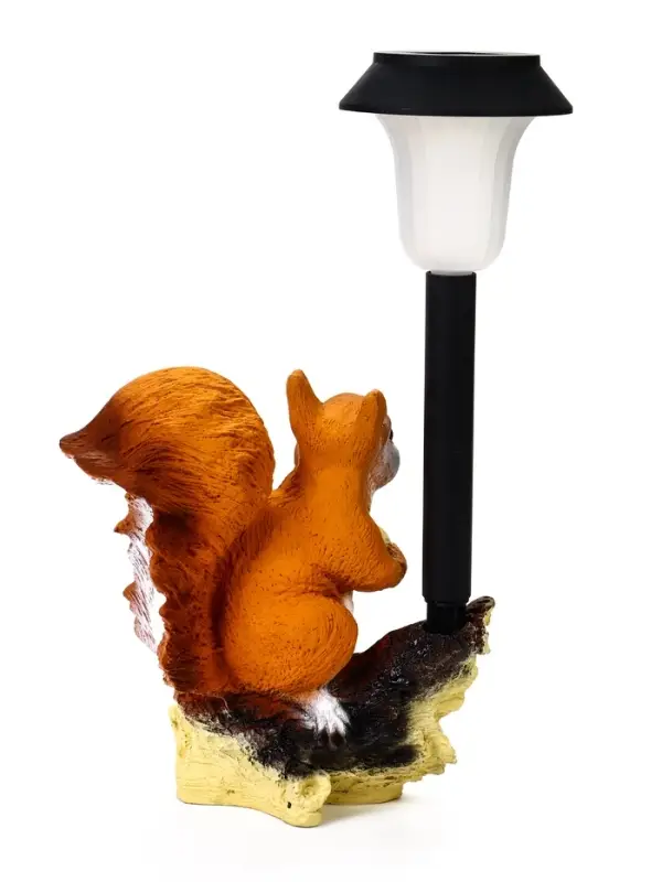 Садовая фигура - фонарь из полистоуна &laquo;Белка с орешком&raquo;, 24&times;16&times;24 см