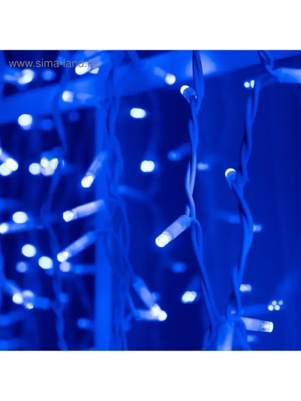 Гирлянда &laquo;Занавес&raquo; 2&times;1.5 м, IP65, УМС, белая нить каучук, 300 LED, свечение синее, 220 В