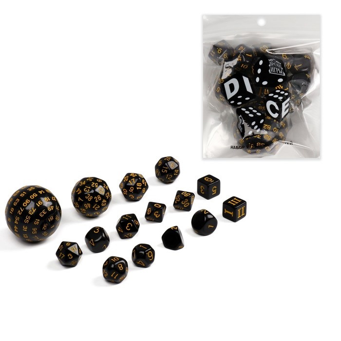 Набор кубиков для D&D (Dungeons and Dragons, ДнД) Набор кубиков для D&D (Dungeons and Dragons, ДнД) "Время игры", серия: D&D, 15 шт
