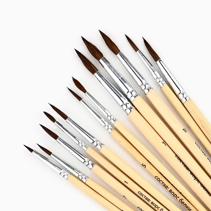 Кисть для рисования, набор белка круглые, 12 шт. № 1,2,3,4,5,6,7,8,9,10,11,12 «Ван Гог» Кисть для рисования, набор белка круглые, 12 шт. № 1,2,3,4,5,6,7,8,9,10,11,12 «Ван Гог»