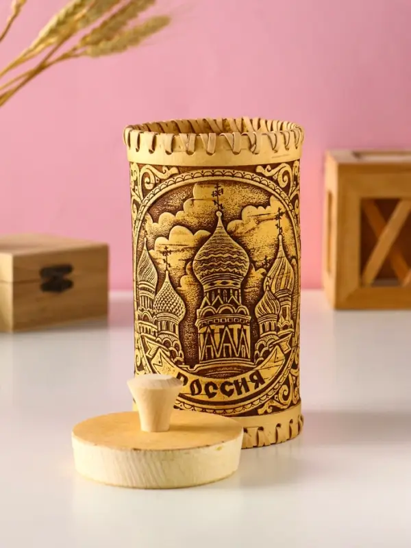 Туес Туес "Россия", D8,5смхH(с хватком)17см, береста