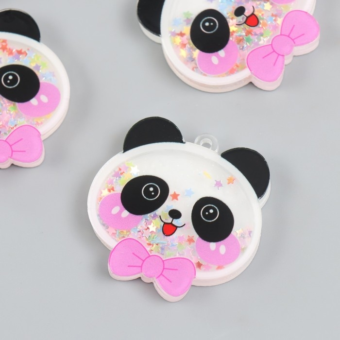 Шейкер для творчества акрил  Шейкер для творчества акрил "Панда с бантом" с глиттером набор 5 шт 0,6х4,4х4,3 см