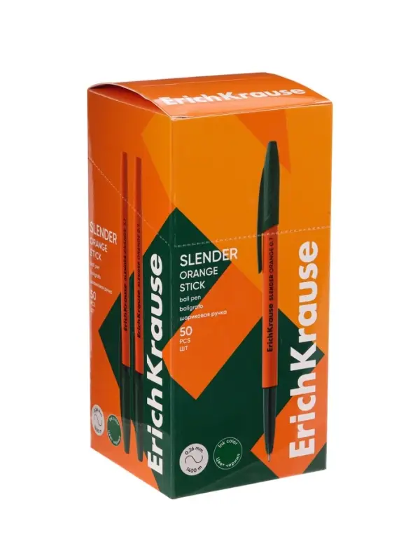 Ручка шариковая ErichKrause Slender Stick Orange, Super Glide, 0.7 мм, зелёная Ручка шариковая ErichKrause Slender Stick Orange, Super Glide, 0.7 мм, зелёная