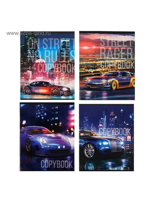 Тетрадь 48 листов в клетку, Calligrata Street racing, МИКС