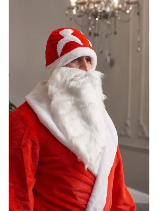 Карнавальный костюм красный «Дед Мороз»: шуба, шапка, варежки, борода, 52-54, рост 180 Карнавальный костюм красный «Дед Мороз»: шуба, шапка, варежки, борода, 52-54, рост 180