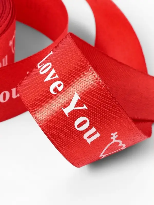 Лента атласная &laquo;I Love You&raquo;, 25 мм, 23&plusmn;1 м, красная №026