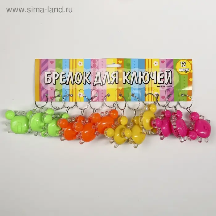 Фонарик брелок для ключей на кольце «Крабик», мигает, 4.5×4 см, МИКС Фонарик брелок для ключей на кольце «Крабик», мигает, 4.5×4 см, МИКС