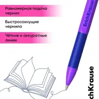 Ручка шариковая ErichKrause R=301 Neon Stick & Grip, узел 0.7-1.0 мм, синяя, резиновый упор, МИКС