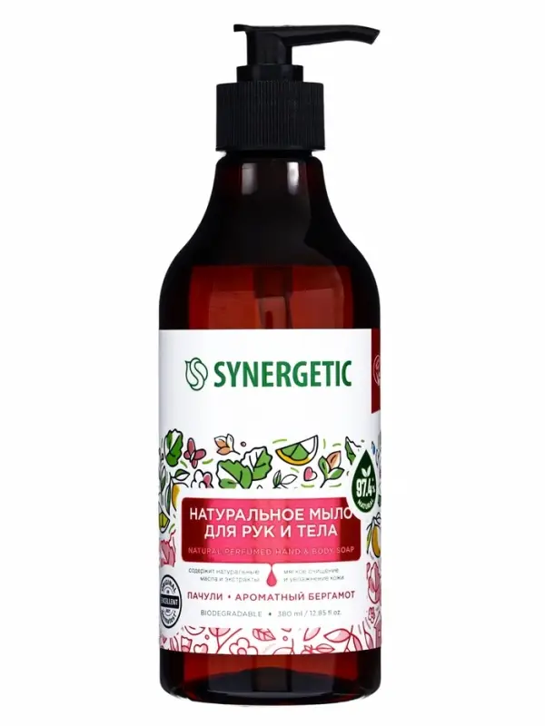 Жидкое мыло Synergetic «Пачули и ароматный бергамот», 380 мл Жидкое мыло Synergetic «Пачули и ароматный бергамот», 380 мл