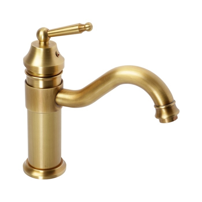 Смеситель для раковины ZEIN Ретро, изогнутый излив, без подводки, латунь, цвет бронза Смеситель для раковины ZEIN Ретро, изогнутый излив, без подводки, латунь, цвет бронза