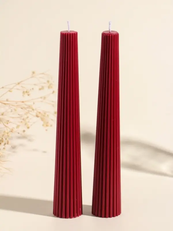 Набор свечей, 3.5х23 см, 2 шт "Башня" кармин 4х9,5х25 см