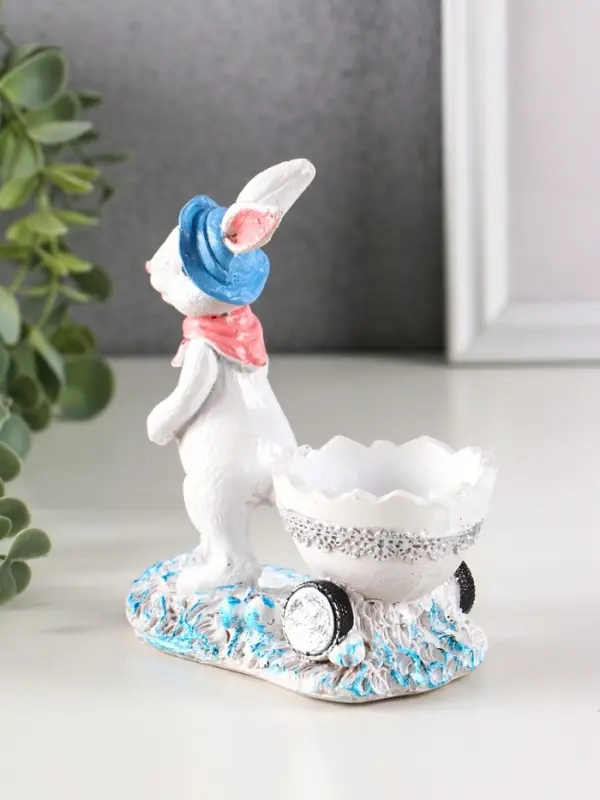 Фигура декоративная Фигура декоративная "Зайка с тележкой" 12.5х12х6 см