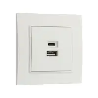 Розетка TOT Elegant, 5 В, 2.1 A, разъёмы USB-A + USB-C, скрытая, белая