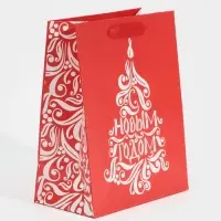 Пакет подарочный новогодний ламинированный &laquo;Расписная ёлка&raquo;, MS 18 х 23 х 10 см