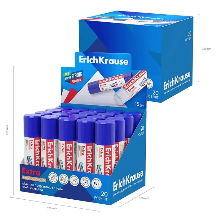 Клей-карандаш, ErichKrause Extra, PVP, усиленный, 15 г