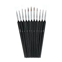 Набор кистей для рисования, нейлон, 11 штук: № 00000, 000, 00, 0, 1, 2, 3, 4, 5, 6, 7, Calligrata, круглые, деревянная ручка, международный размер