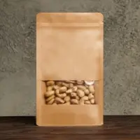 Пакет Zip - lock, крафт, с плоским дном, прямоугольное окно, 14×24 см