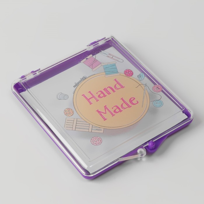 Игольница магнитная «Hand made», с иглами, 7 × 8 см, цвет фиолетовый Игольница магнитная «Hand made», с иглами, 7 × 8 см, цвет фиолетовый