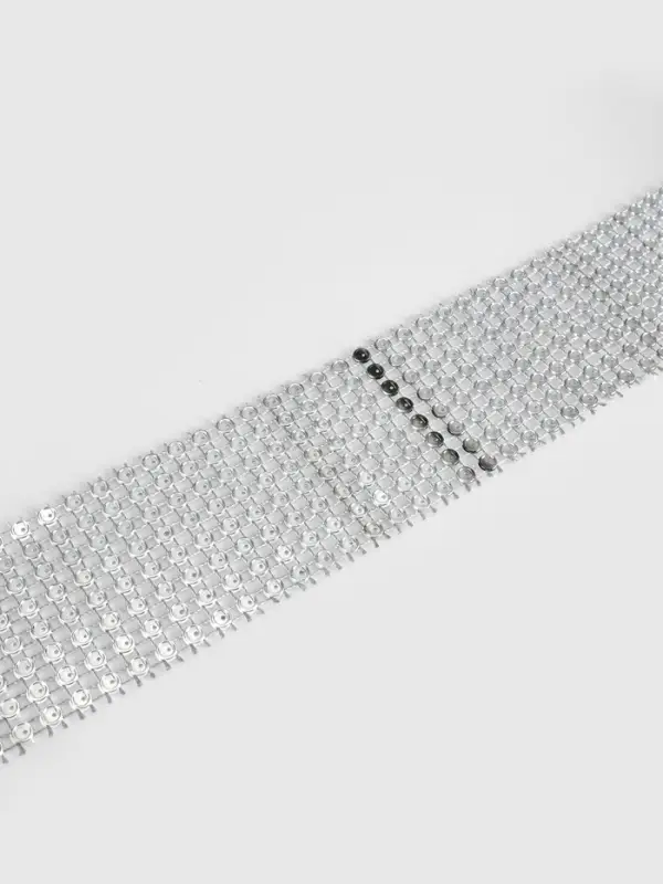Лента с имитацией страз, 4 см, 9&plusmn;1 м, цвет серебряный