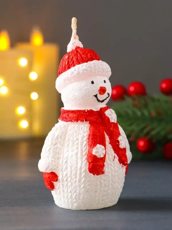 Свеча  Свеча "Снеговик", красный