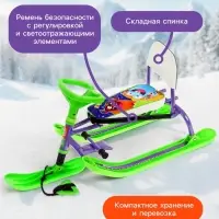 Снегокат &laquo;Twiny1+&raquo; с монстриками, со спинкой, зелёный, фиолетовый, TW1+/МН Nika Kids