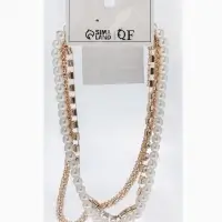 Чокеры &laquo;Стиль&raquo;, набор 3 шт. бусины №8, со стразами, тянется, 35 + удлинитель 5 см, белый в золоте