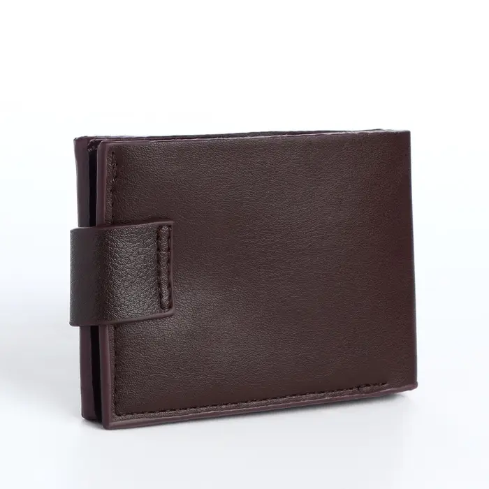 Портмоне мужское на магните, отдел для карт, купюр, коричневый