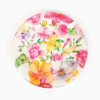 Тарелка одноразовая бумажная «Акварельные цветы», белая, 18 см