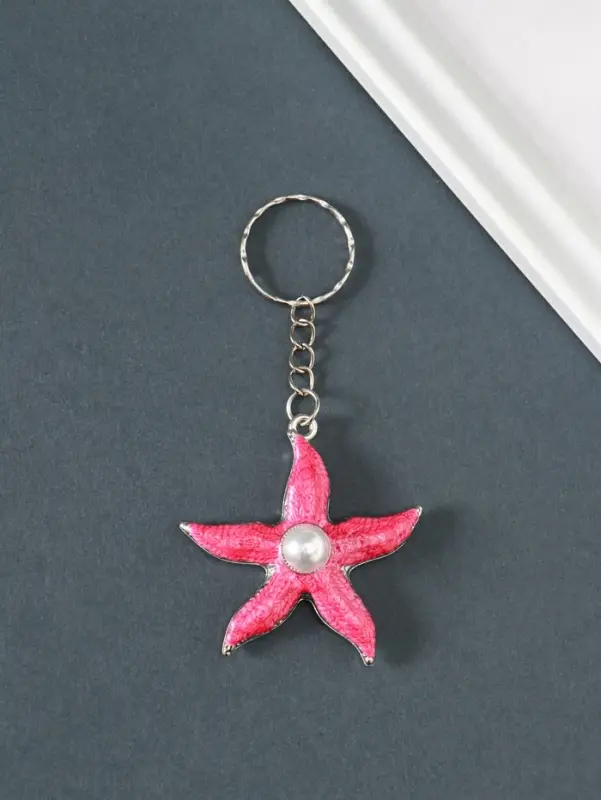 Брелок металл "Морская звезда с жемчужиной" золото, эмаль МИКС 5,5х5,1х1,5 см